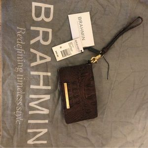 Beautiful Brahmin wallet with zipper pockets & ID slip & wristlet attachment